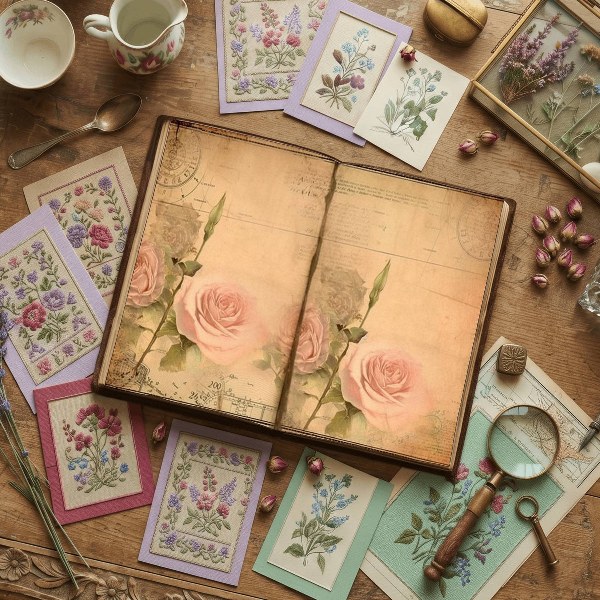 Faded Pink Roses Digital Papers