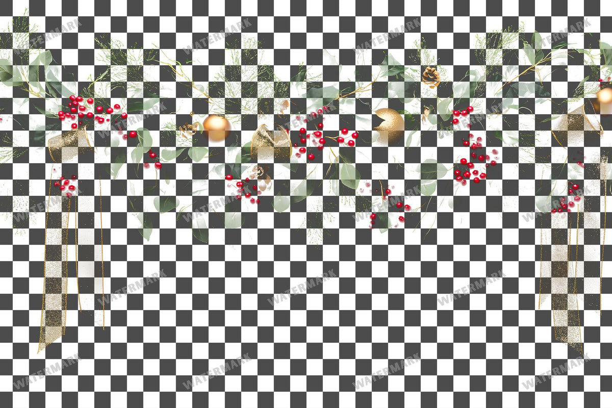 Festive Garland PNG overlay on a transparent checkered background, preview 5