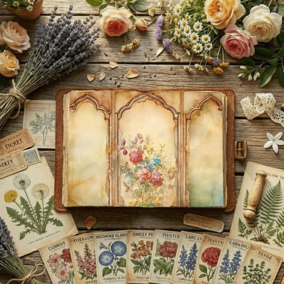 Floral Arches Digital Papers