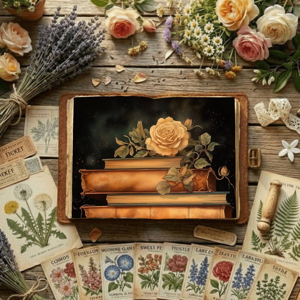 Floral Book Digital Papers