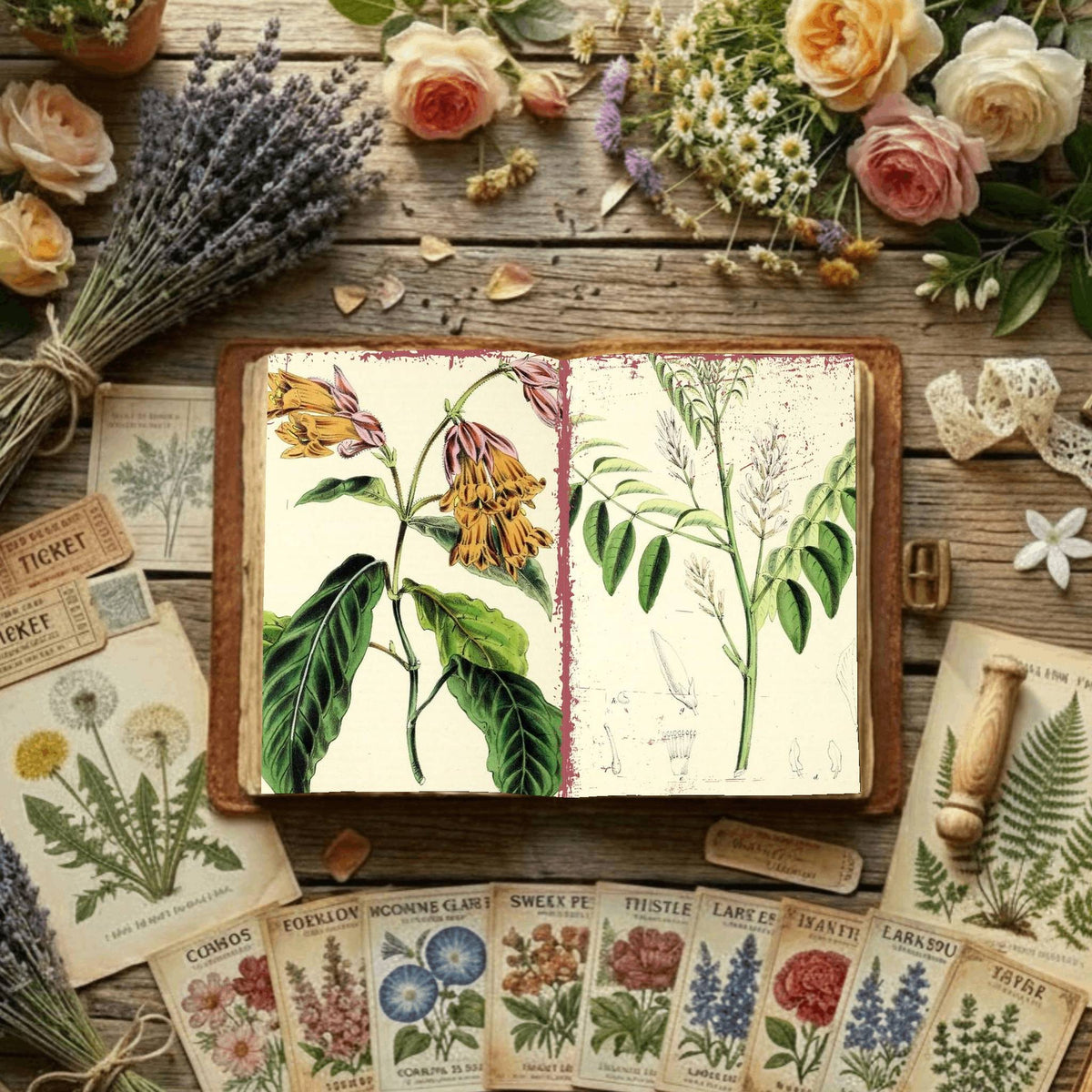 Floral Illustrations Digital Papers