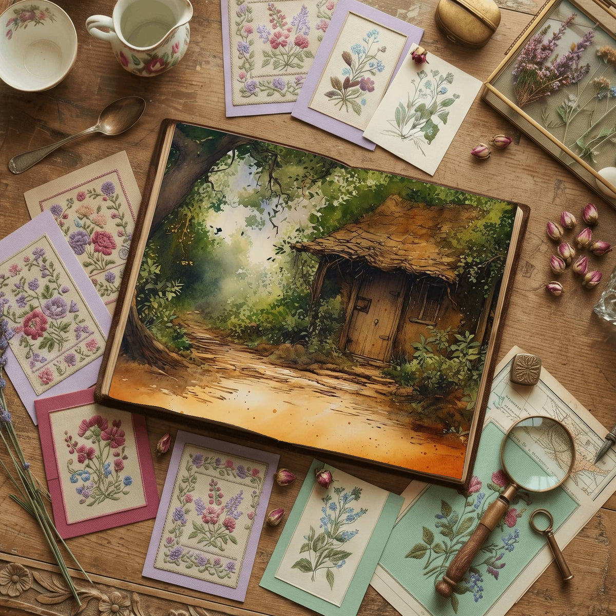 Forest Cabin Digital Papers