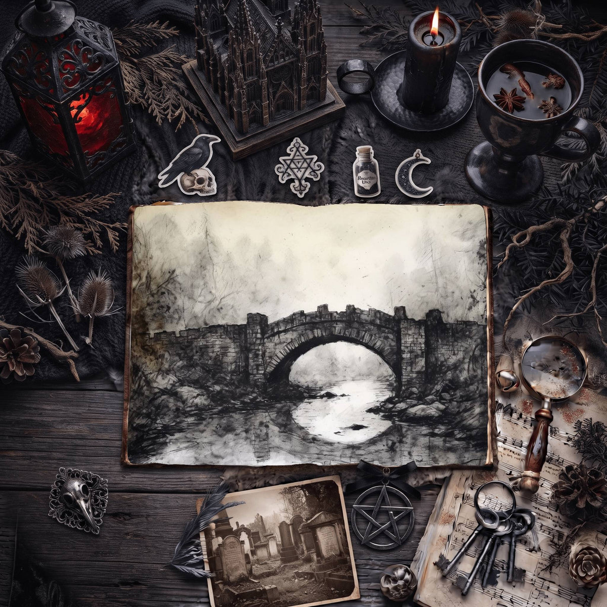 Gothic Bridge Digital Papers
