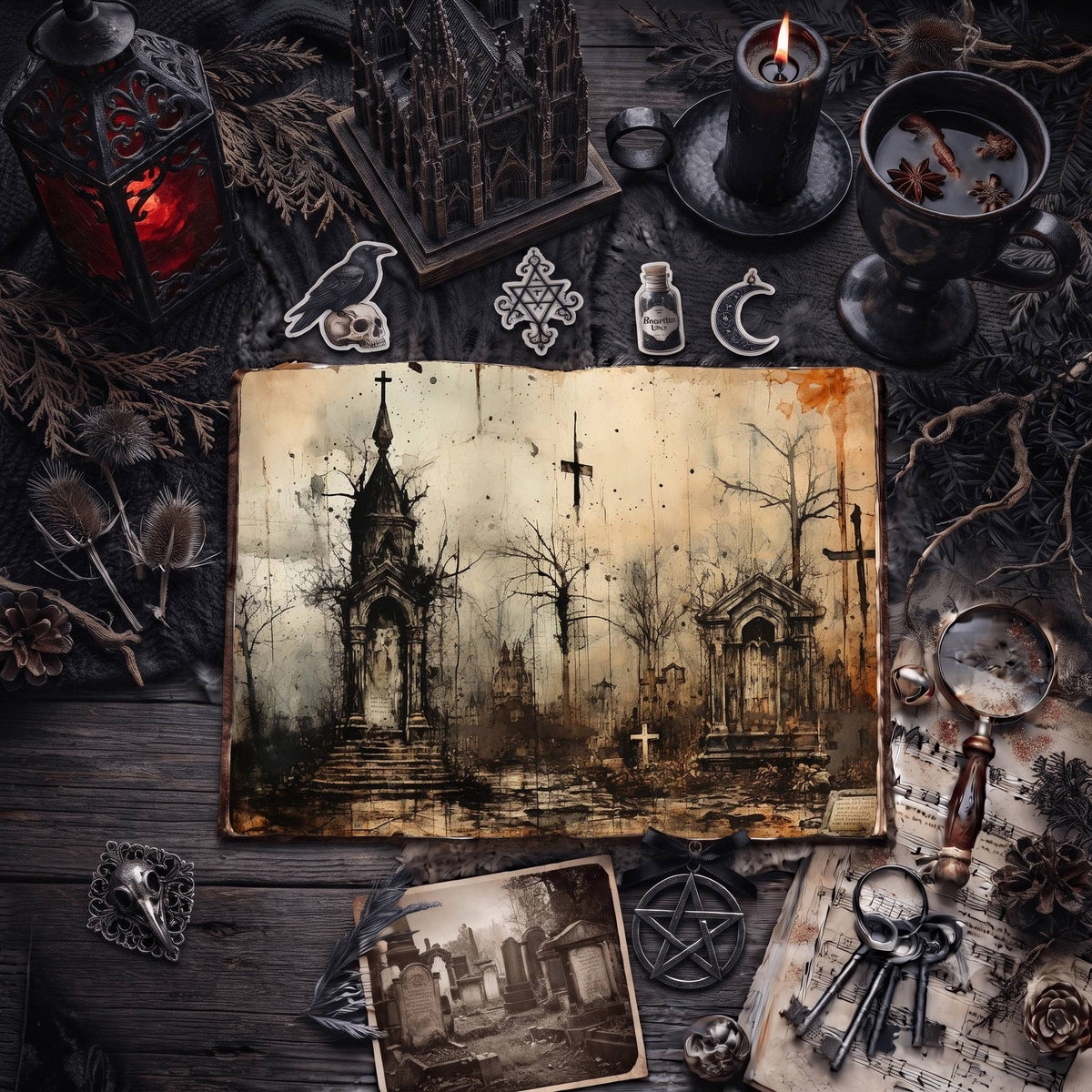 Gothic Cemetery Digital Papers