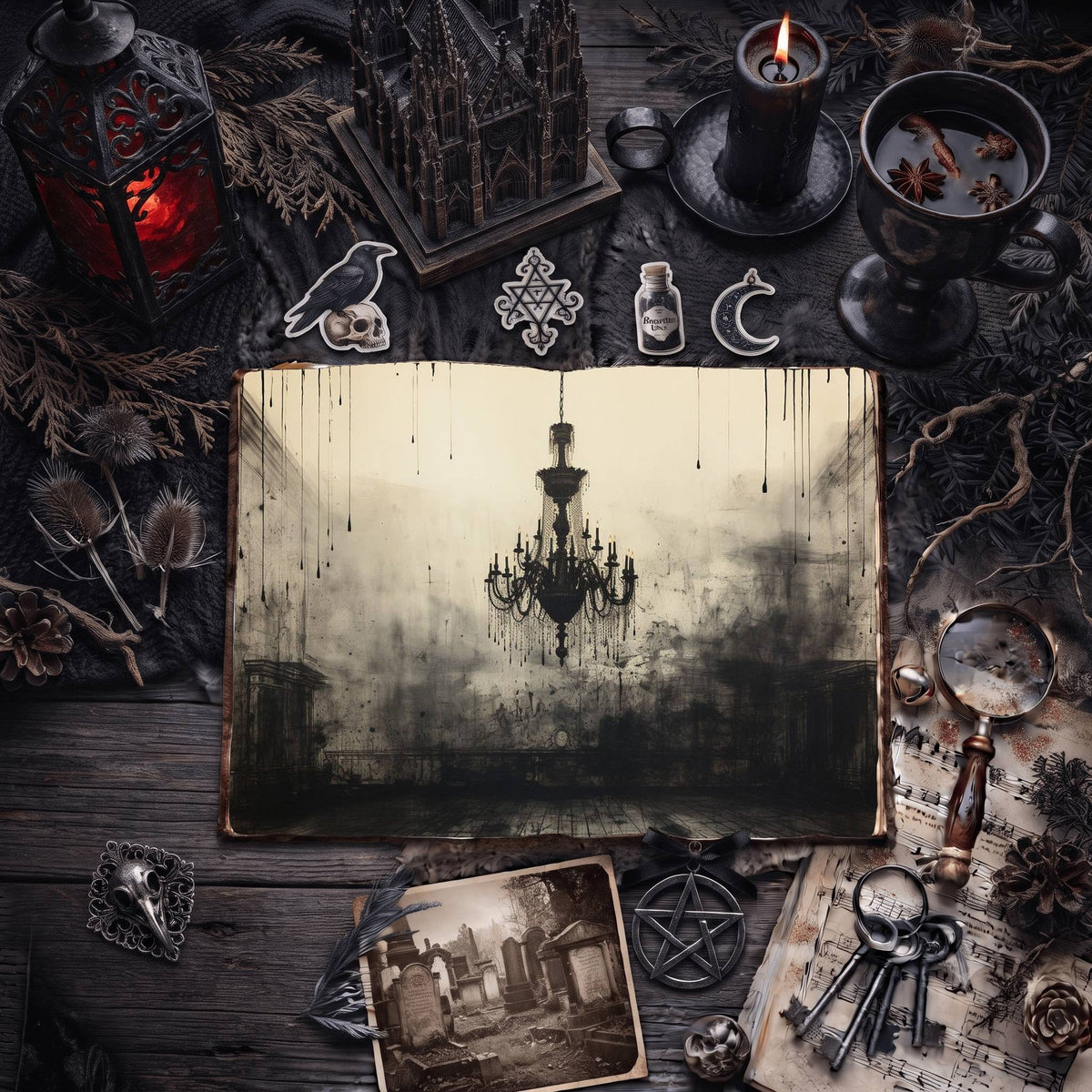Gothic Chandeliers Digital Papers