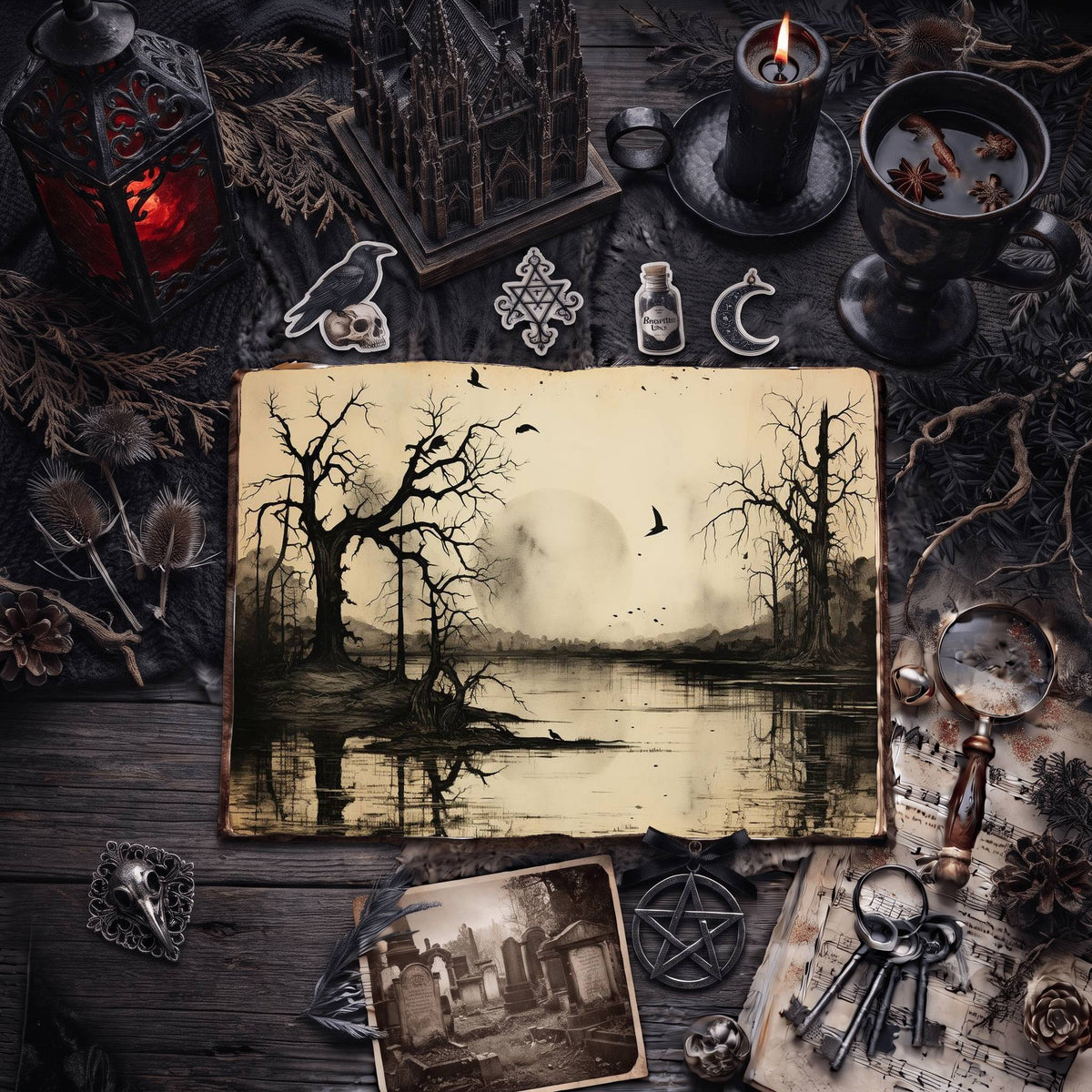Gothic Moon Digital Papers