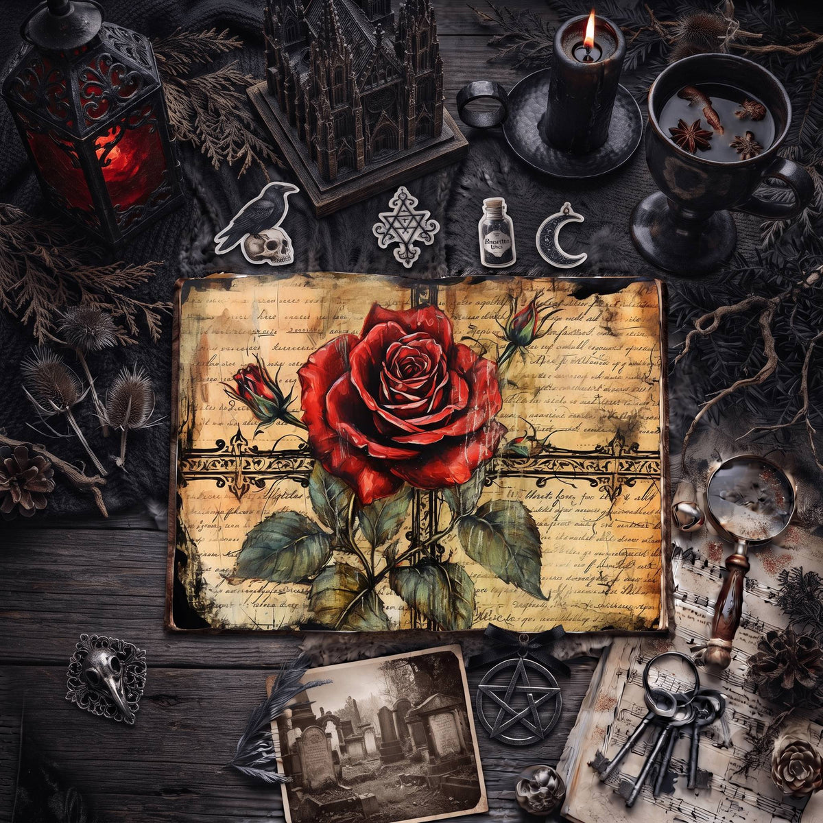 Gothic Roses Digital Papers