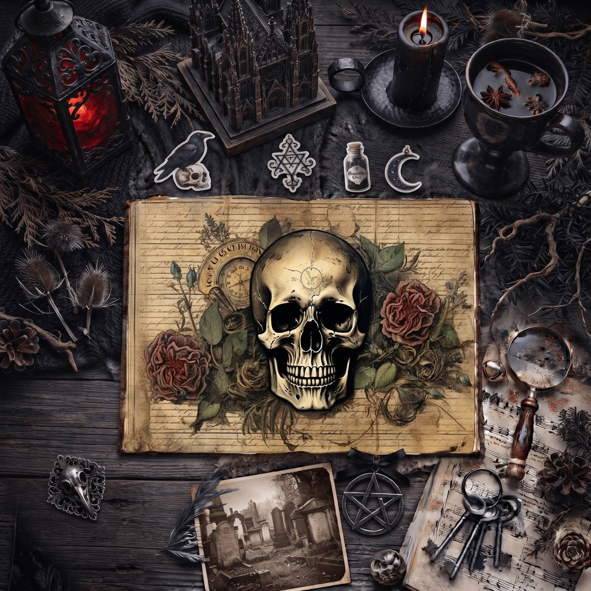 Gothic Skulls Digital Papers