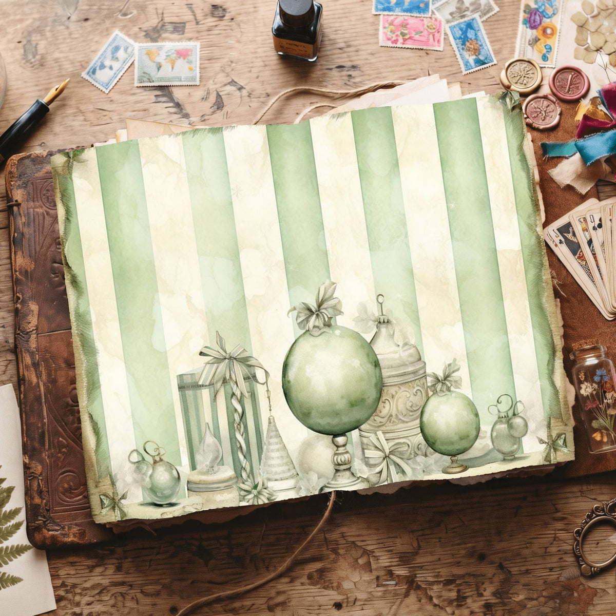 Green Christmas Digital Papers