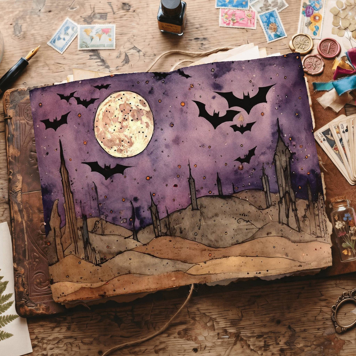 Halloween Bats Digital Papers