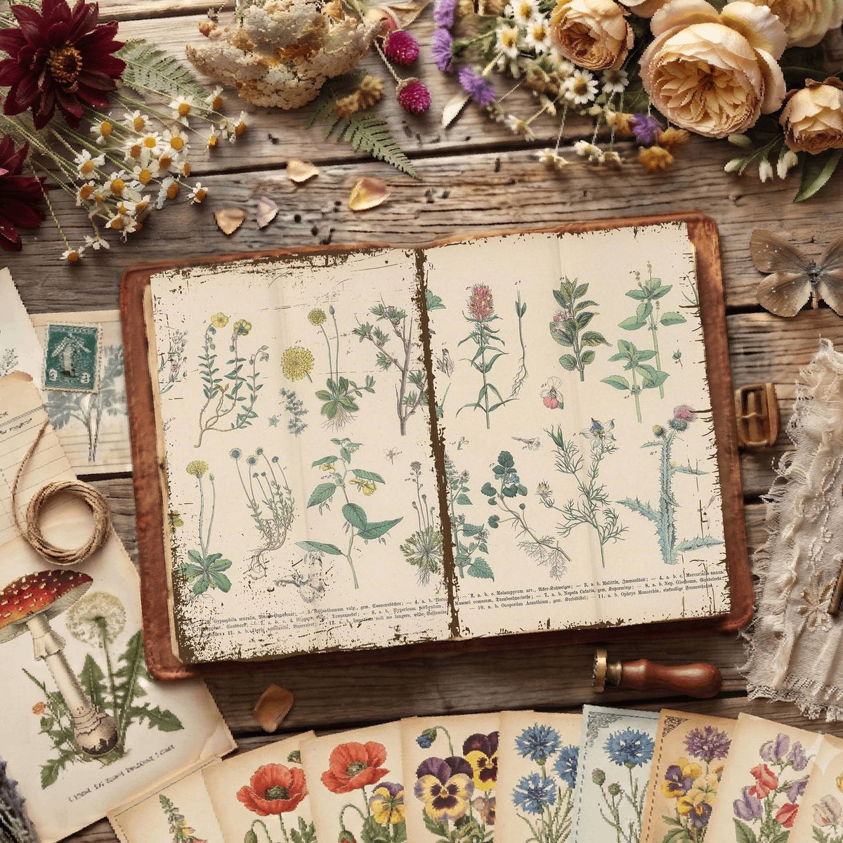 Herbal printable junk journal paper, page preview 5