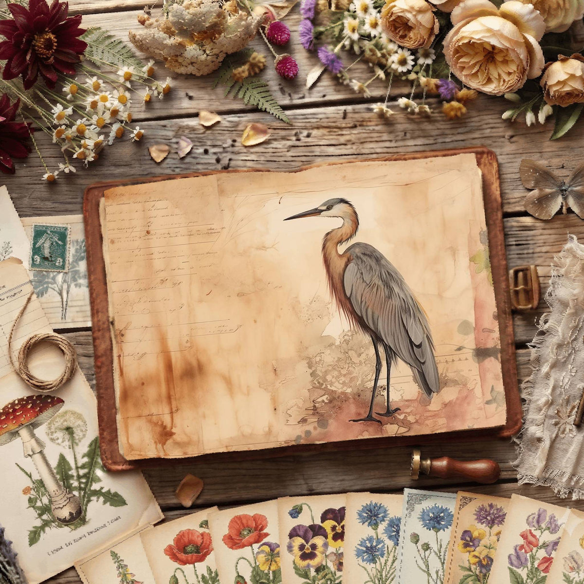 Heron Birds Digital Papers