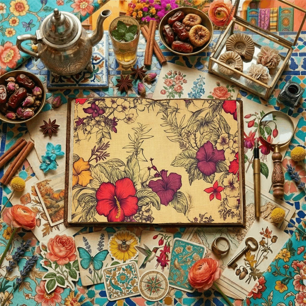 Hibiscus Watercolour Digital Papers