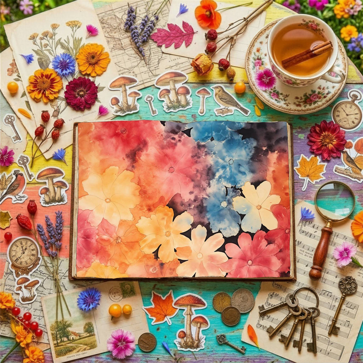 Hippie Flowers Digital Papers
