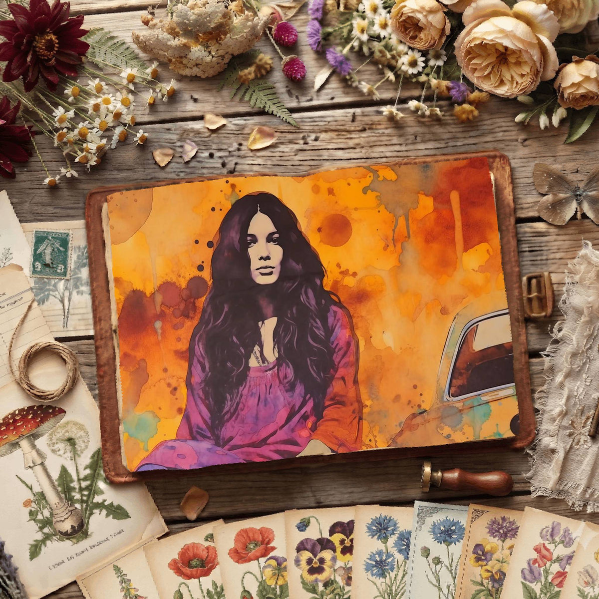 Hippie Woman Digital Papers
