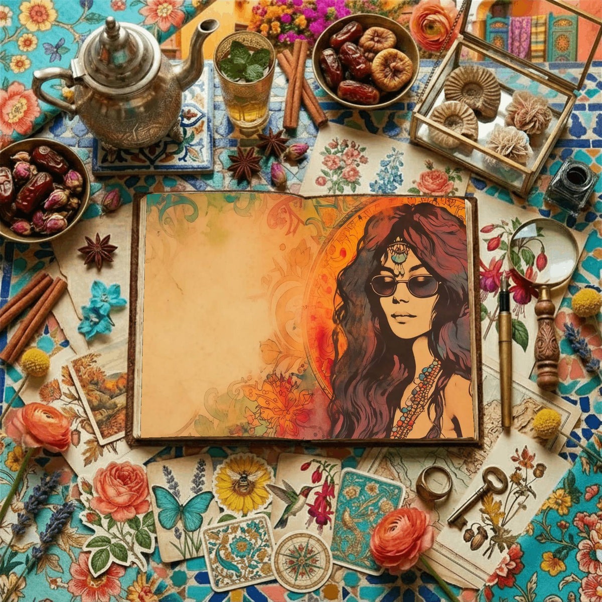 Hippie Woman Digital Papers