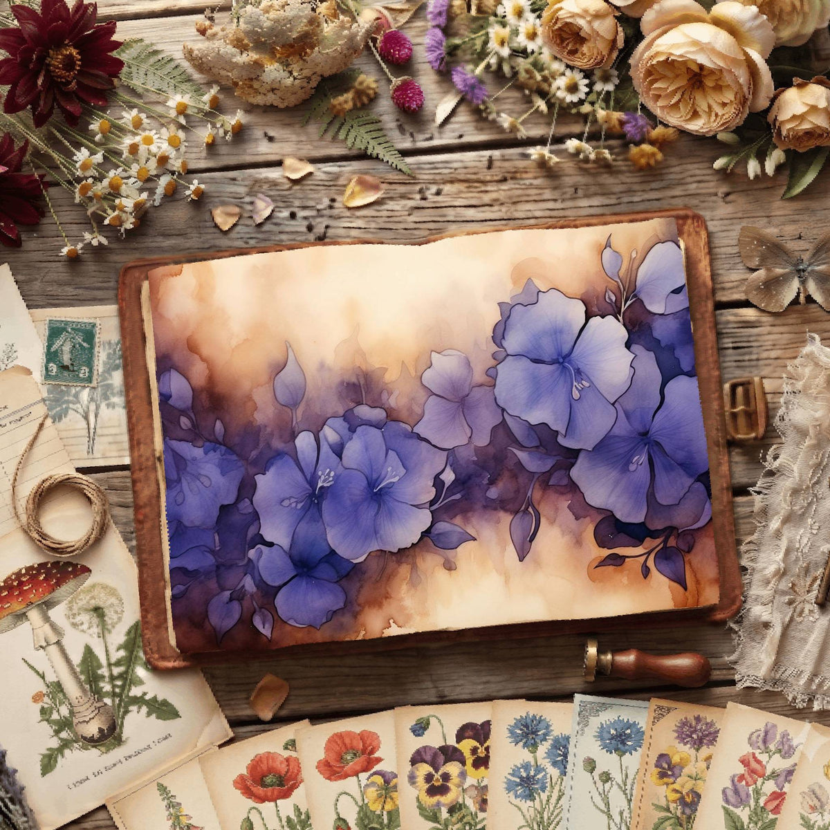 Indigo Violets Digital Papers