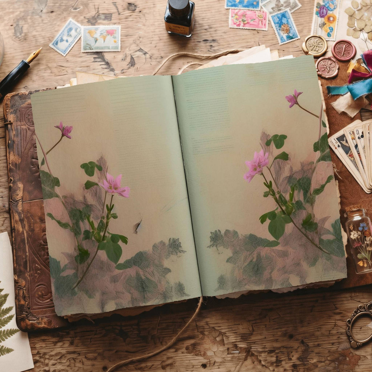 Lined Flower Digital Papers