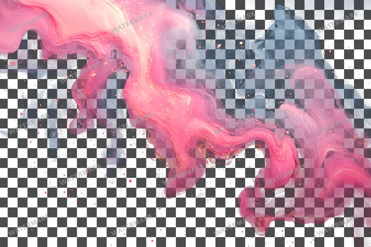 Liquid Marble Pink Colors PNG overlay on a transparent checkered background, preview 5