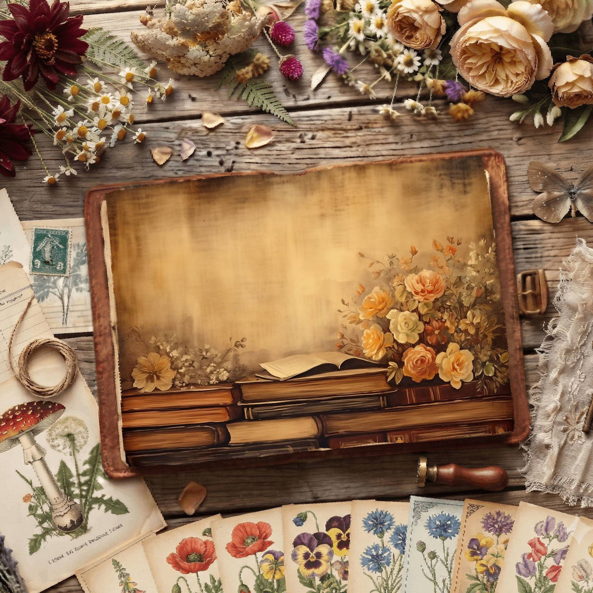 Literary Florals Digital Papers