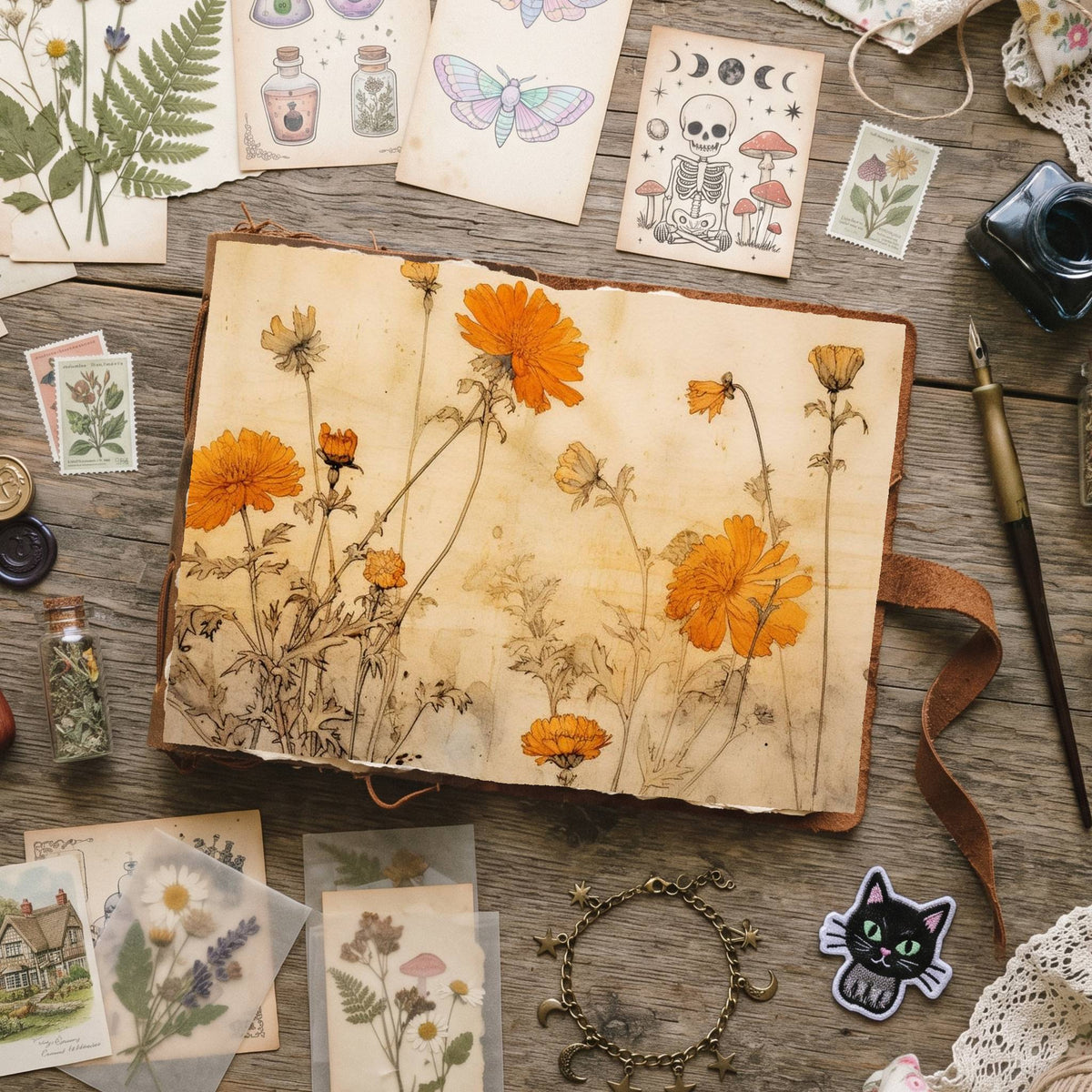 Marigold Flowers Digital Papers