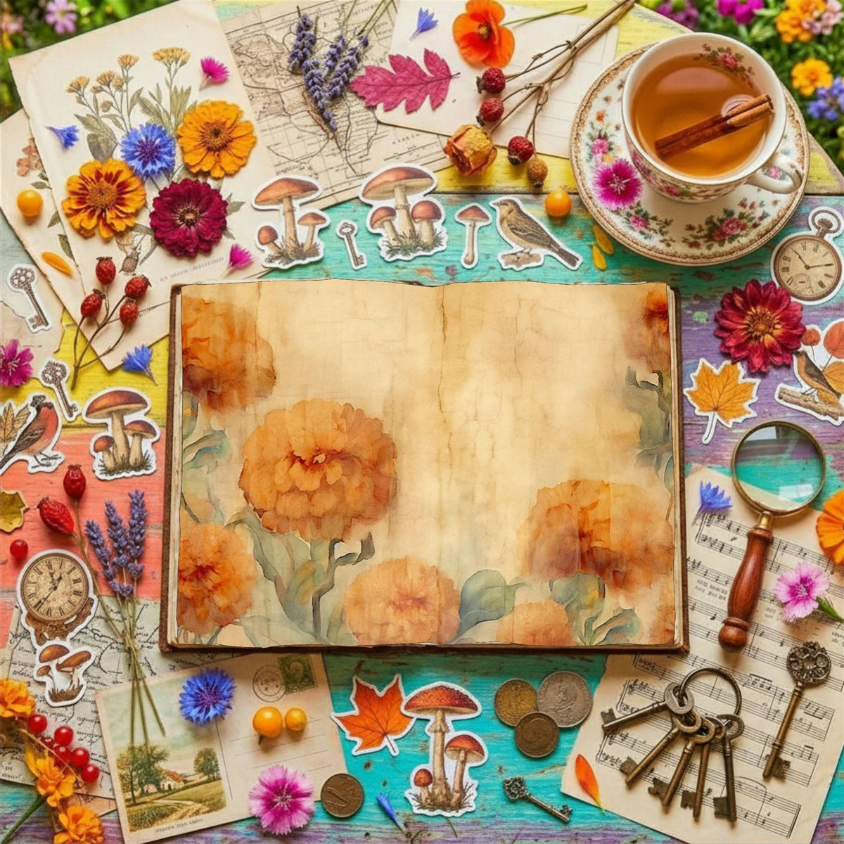 Marigold Flowers Digital Papers