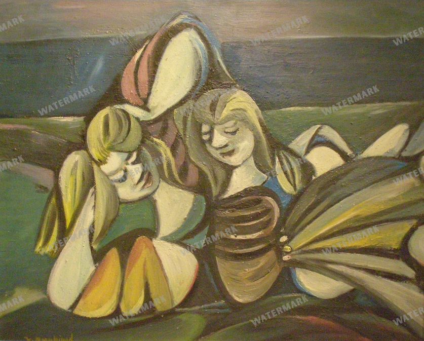 Martin Benka Beside Woodcutters 1940S Vintage Paintings