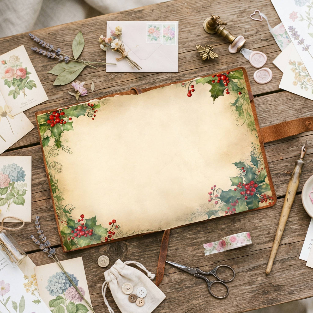 Misletoe Frame Digital Papers