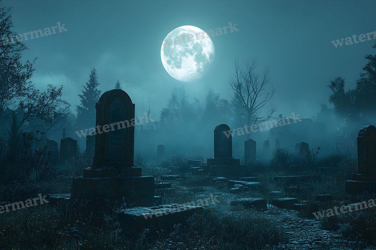 Moonlit Graveyard Backdrop Images