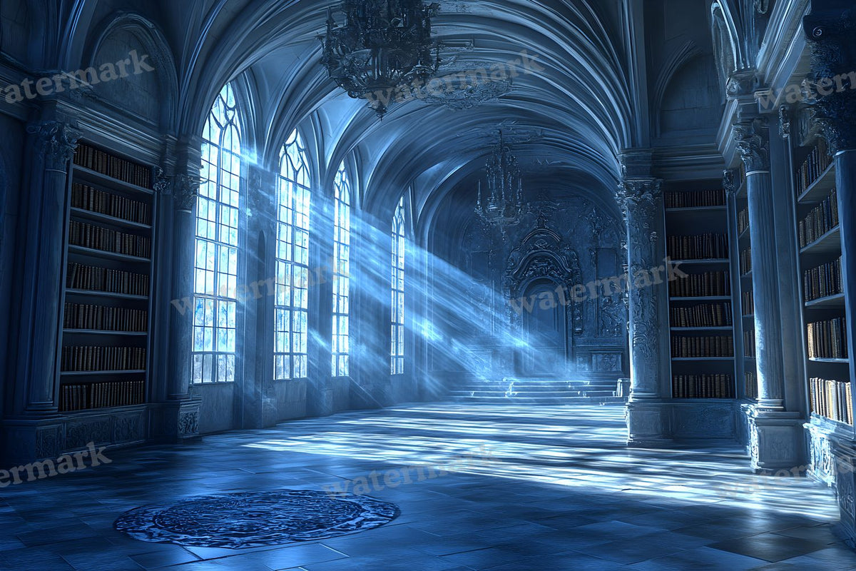 Moonlit Library Backdrop Images