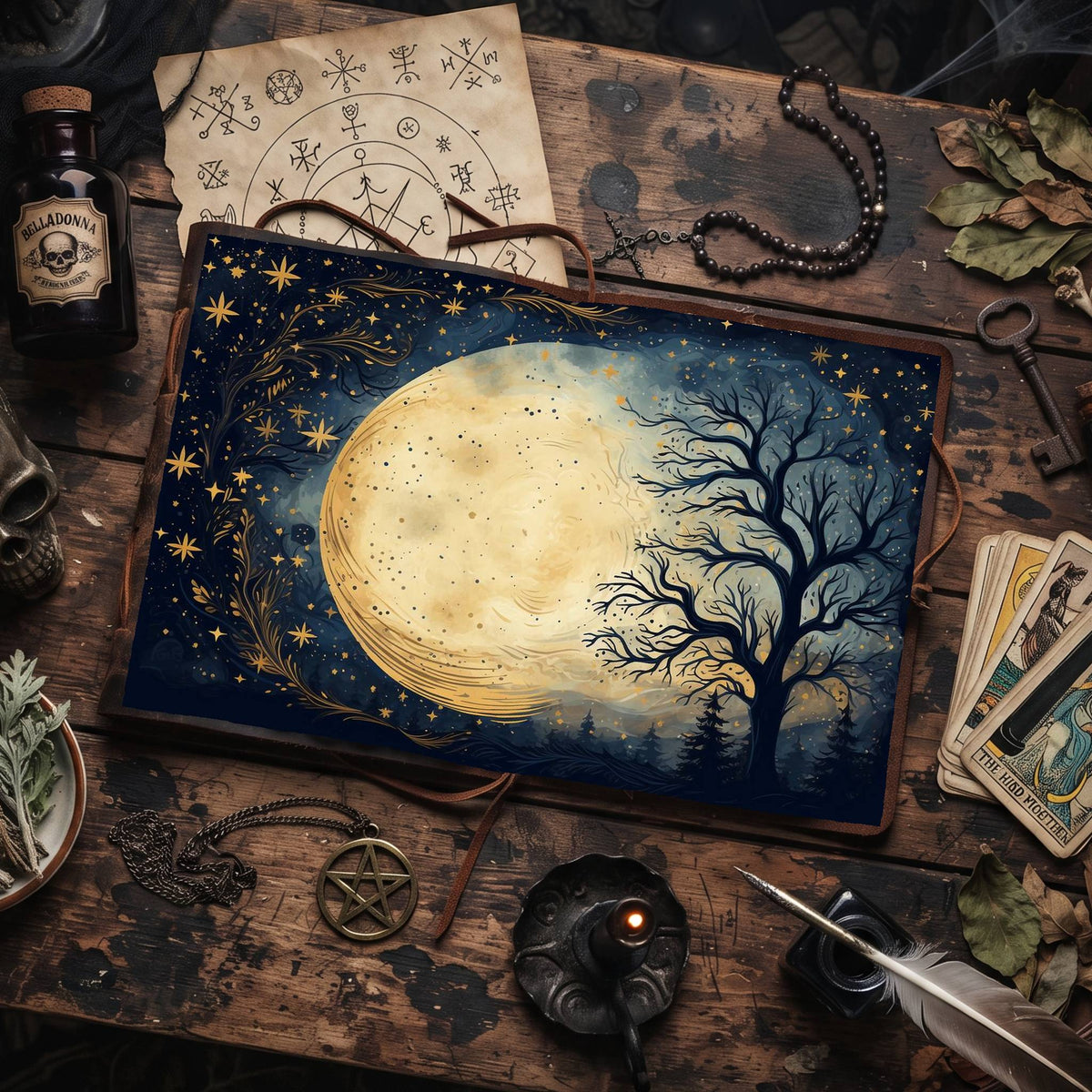 Moonlit Tree Digital Papers