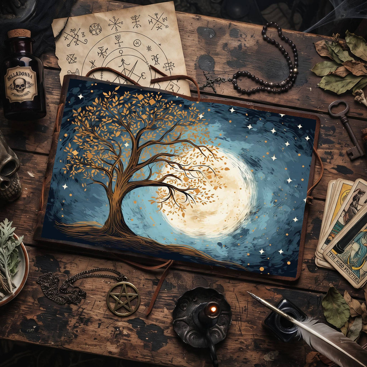 Moonlit Tree Digital Papers