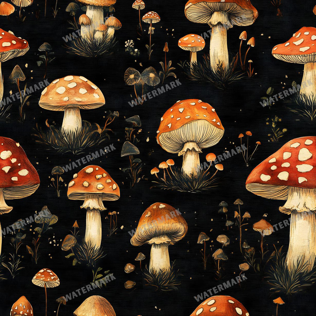 Mushrooms Seamless Pattern