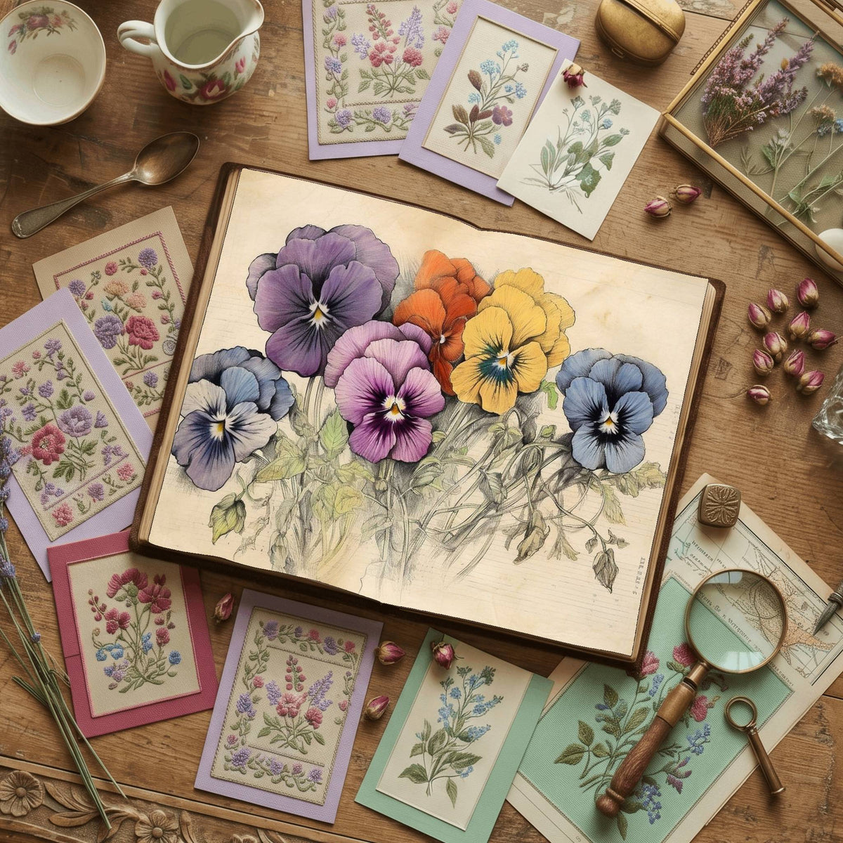 Pansy Flower Watercolour Digital Papers