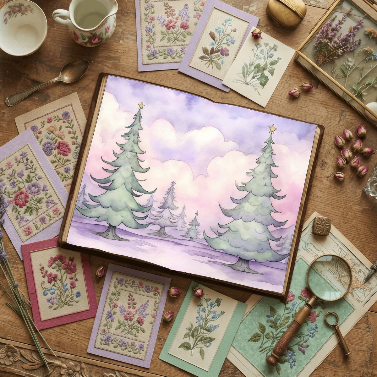 Pastel Chirstmas Tree Digital Papers