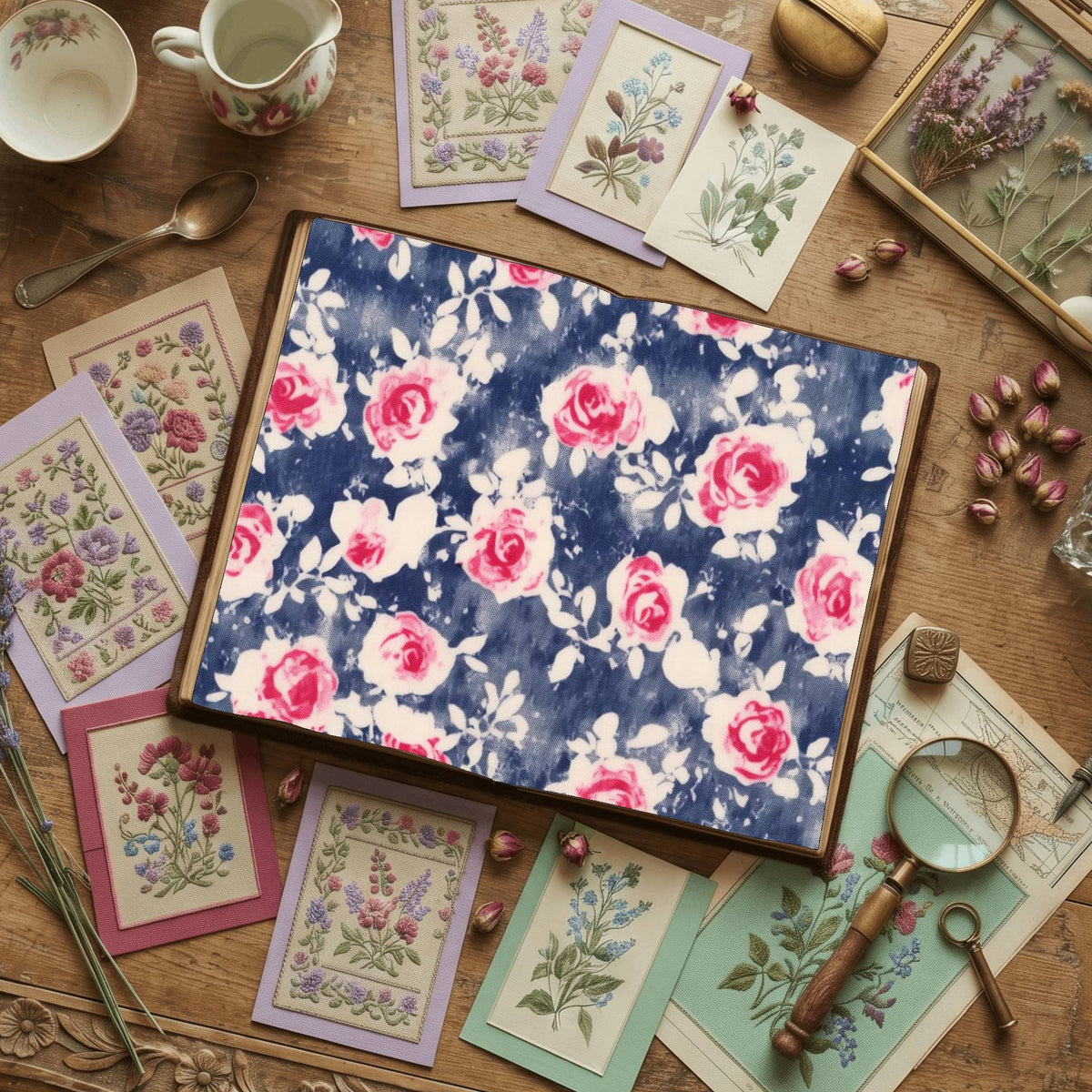 Pink Rose printable junk journal paper, page preview 5