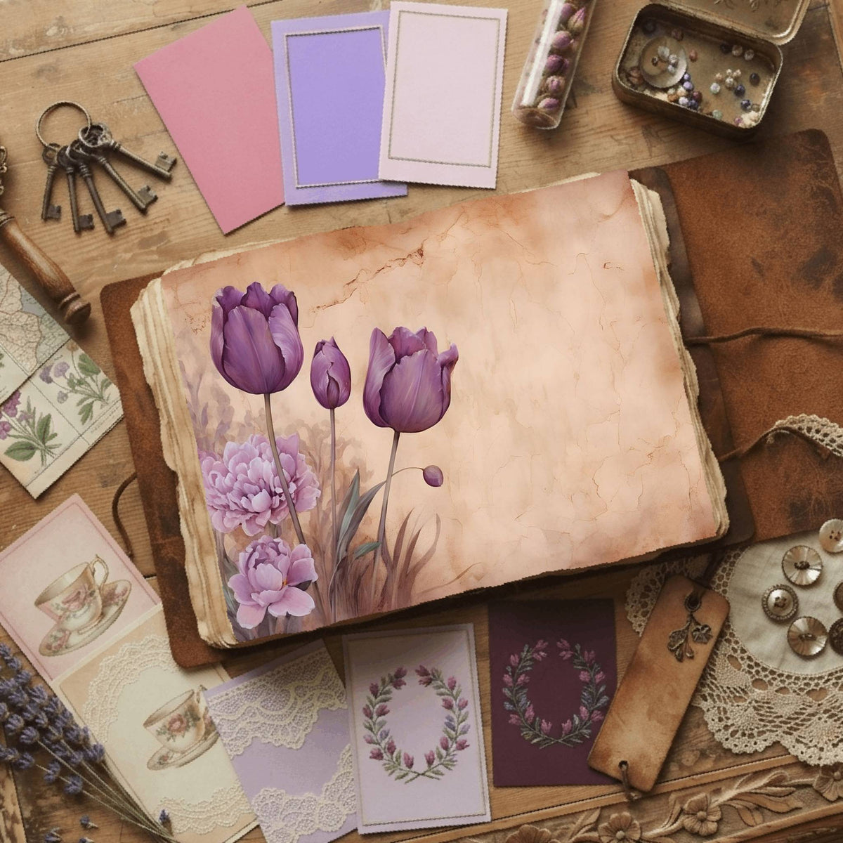 Purple Tulips Digital Papers
