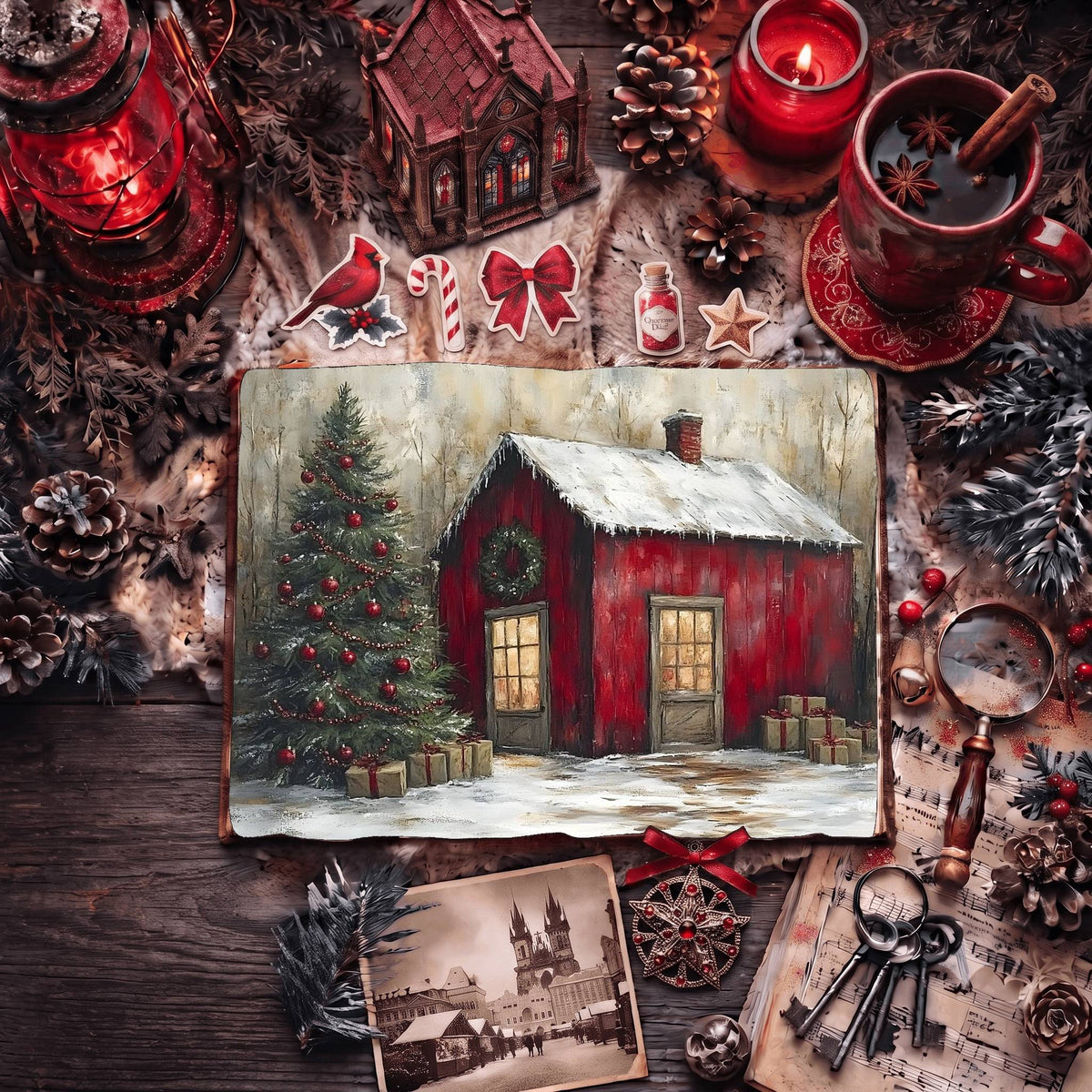 Red Christmas Digital Papers