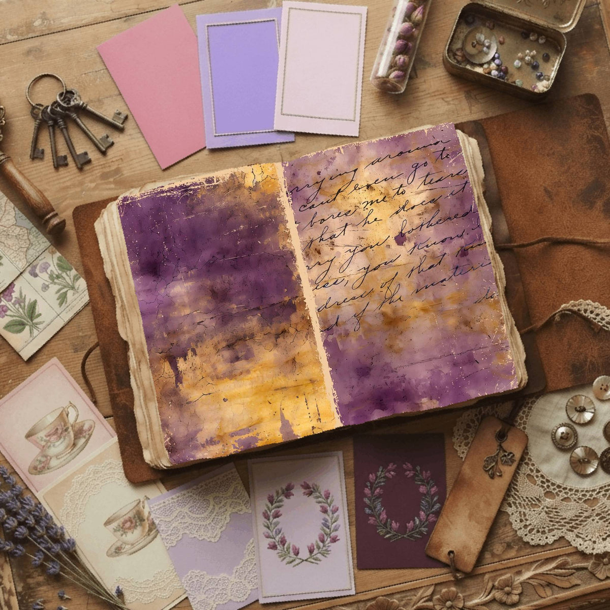 Regal Damask printable junk journal paper, page preview 5