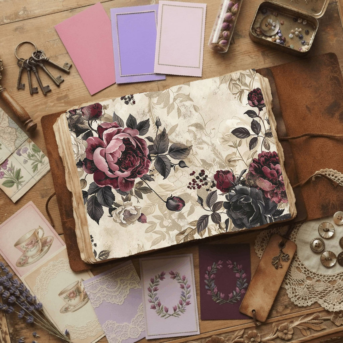 Regal Flora printable junk journal paper, page preview 5