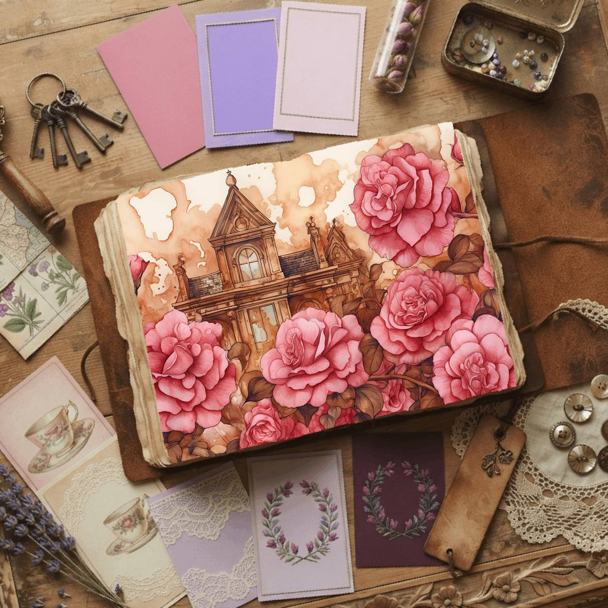 Rose Garden printable junk journal paper, page preview 5