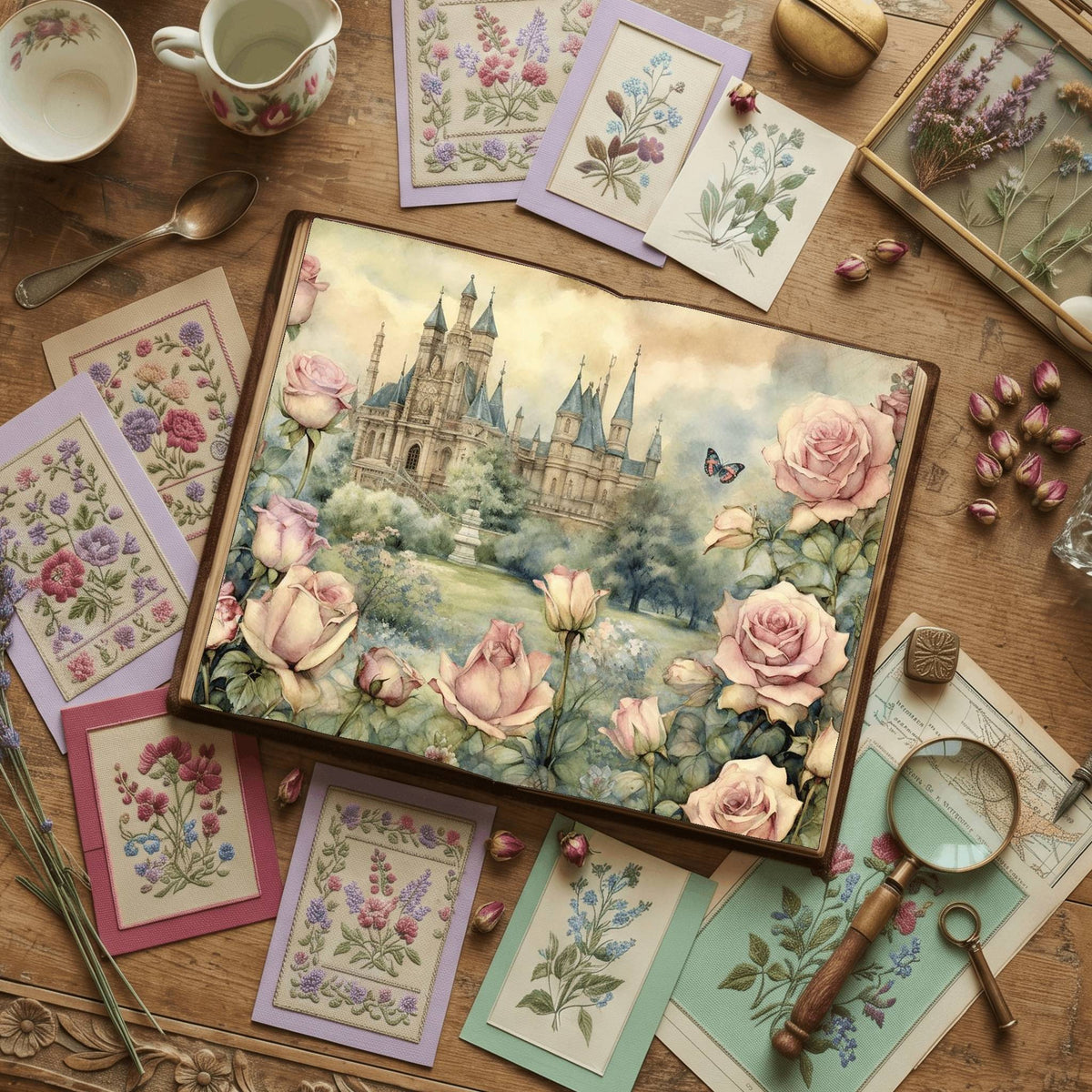 Rose Garden printable junk journal paper, page preview 5