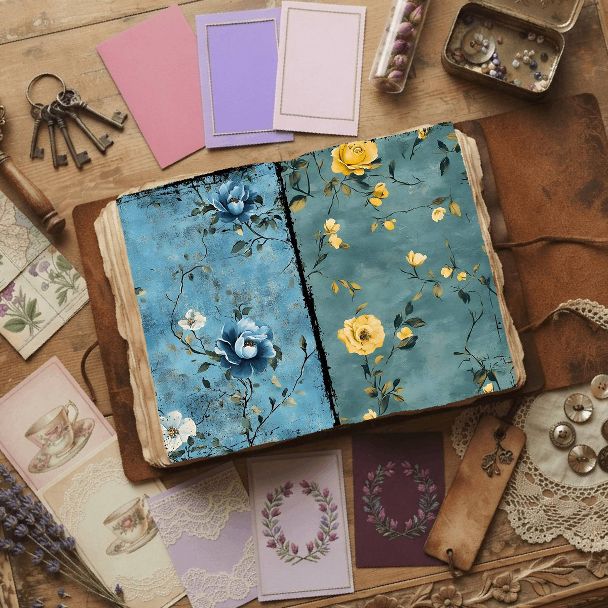 Rose printable junk journal paper, page preview 5