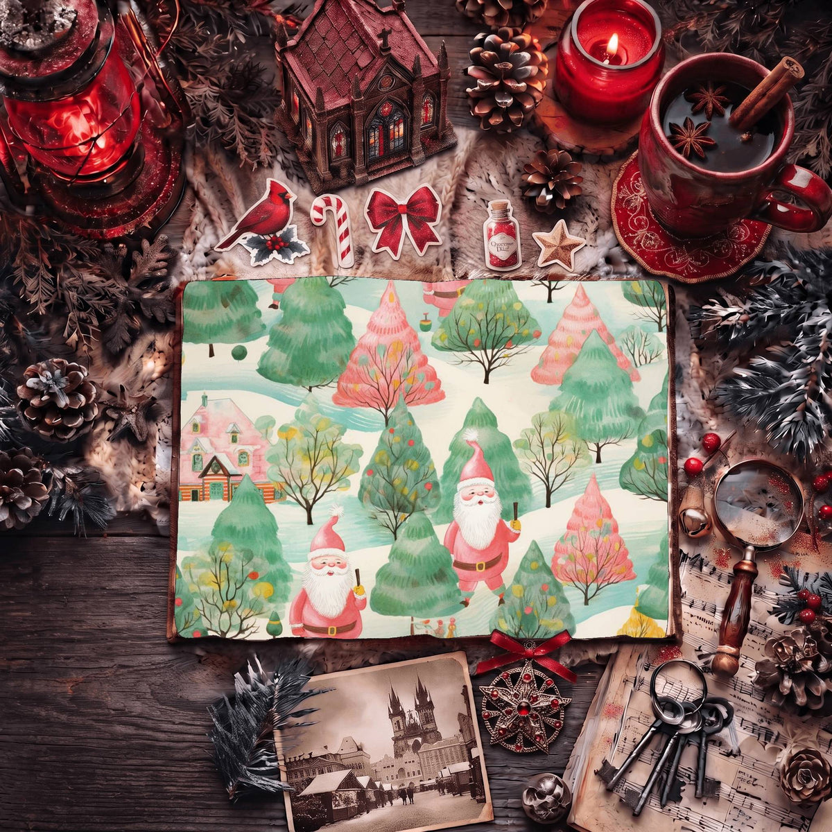 Santa Pastel Christmas printable junk journal paper, page preview 5