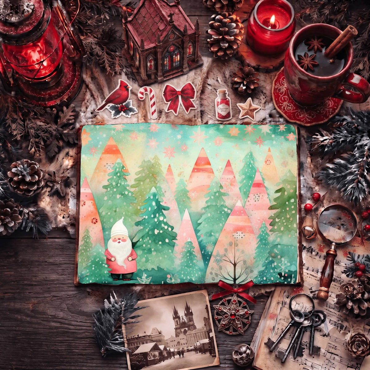 Santa Pastel Christmas printable junk journal paper, page preview 5