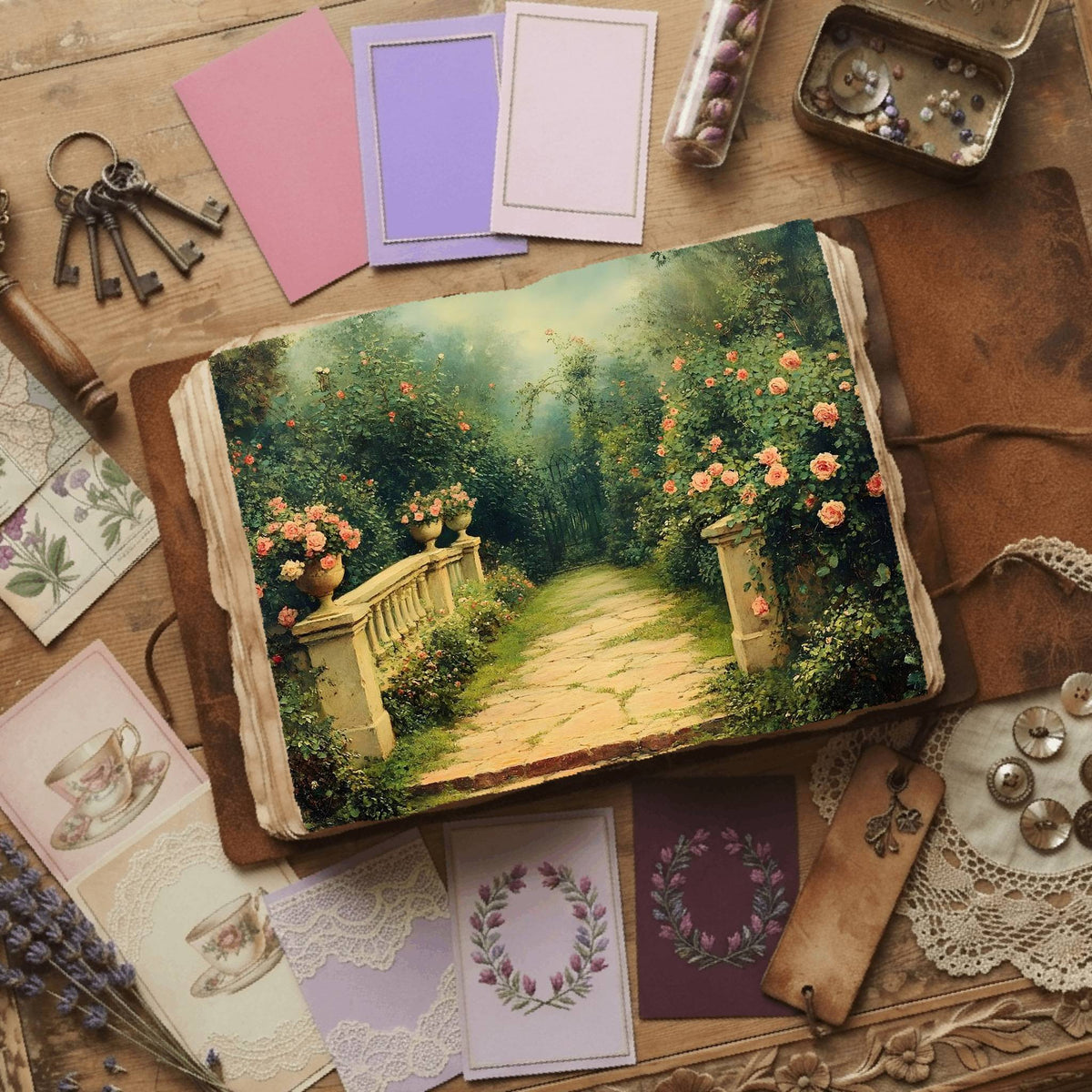 Secret Garden printable junk journal paper, page preview 5
