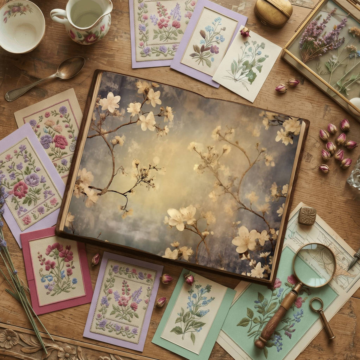 Spring Blossoms printable junk journal paper, page preview 5