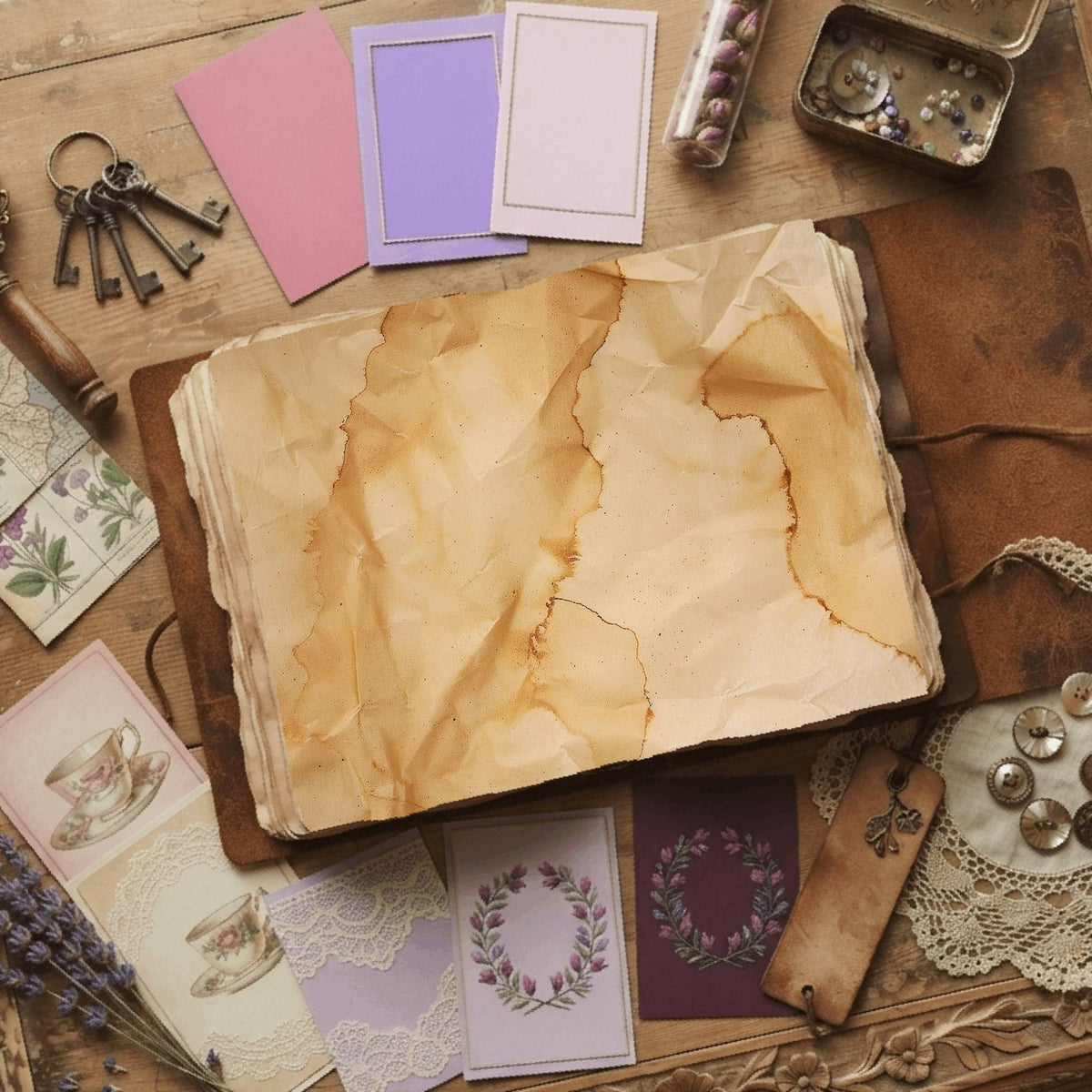 Tea printable junk journal paper, page preview 5