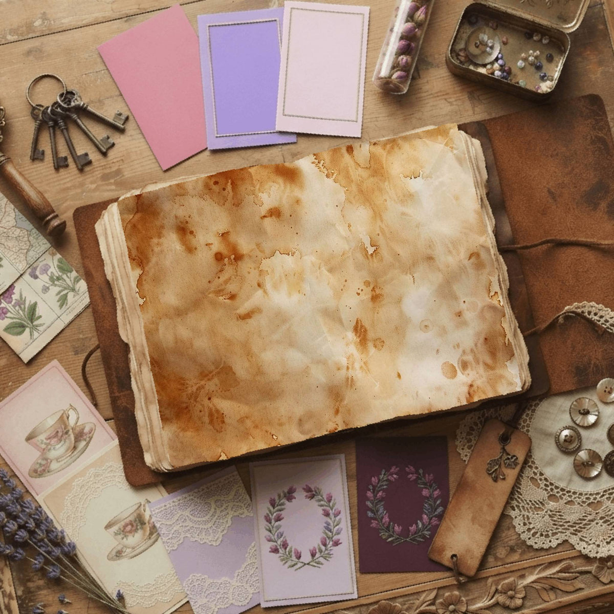 Tea printable junk journal paper, page preview 5