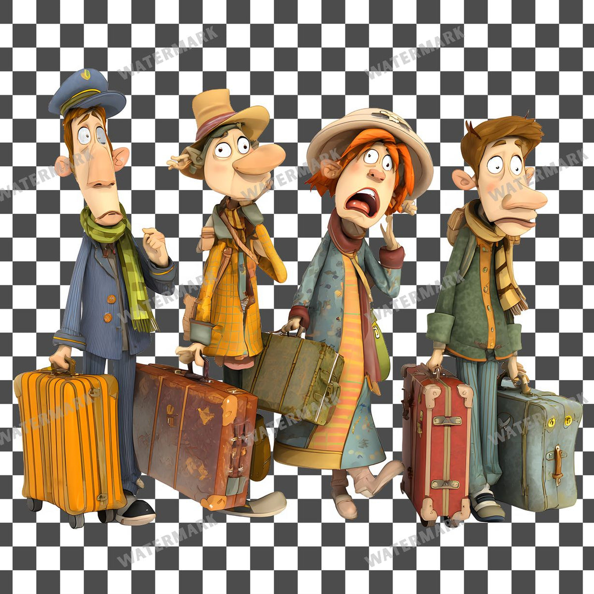 Traveling Characters Clipart Pngs